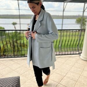 ZARA Light Blue Suede Trench Coat